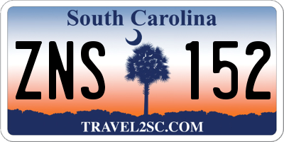 SC license plate ZNS152