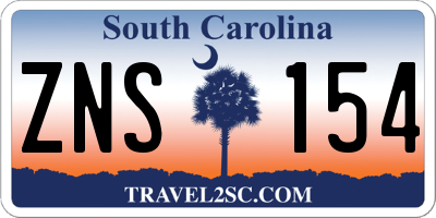 SC license plate ZNS154