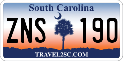 SC license plate ZNS190