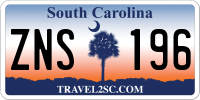SC license plate ZNS196