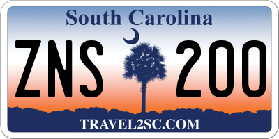 SC license plate ZNS200