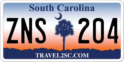 SC license plate ZNS204