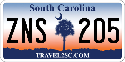 SC license plate ZNS205