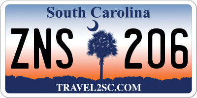 SC license plate ZNS206