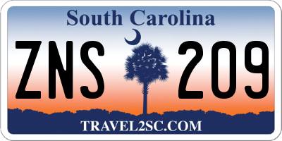SC license plate ZNS209