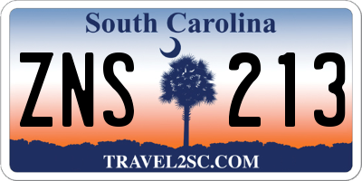 SC license plate ZNS213