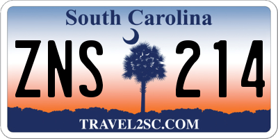 SC license plate ZNS214