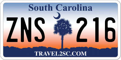 SC license plate ZNS216