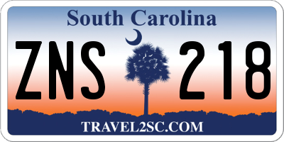 SC license plate ZNS218