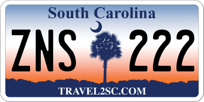 SC license plate ZNS222