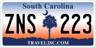 SC license plate ZNS223