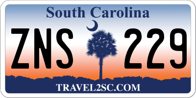 SC license plate ZNS229