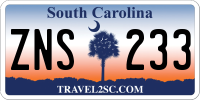 SC license plate ZNS233
