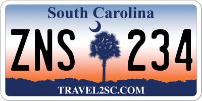 SC license plate ZNS234
