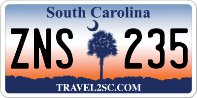 SC license plate ZNS235