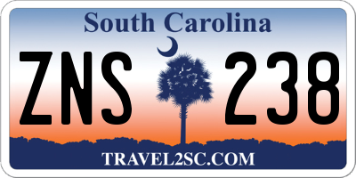 SC license plate ZNS238