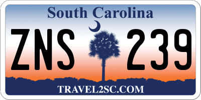 SC license plate ZNS239