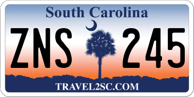 SC license plate ZNS245