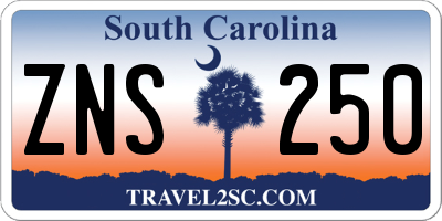 SC license plate ZNS250