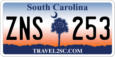 SC license plate ZNS253