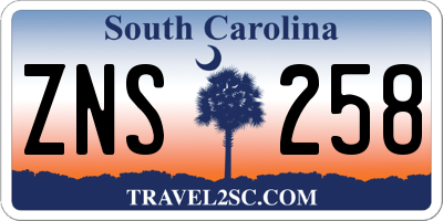 SC license plate ZNS258