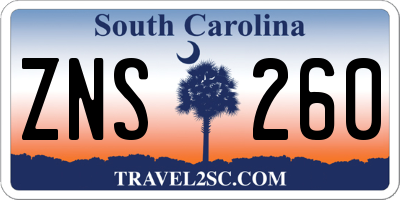 SC license plate ZNS260