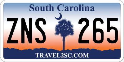 SC license plate ZNS265