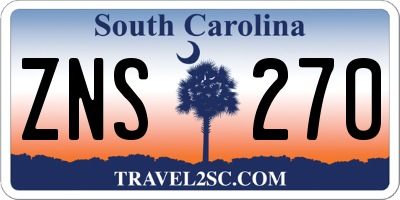 SC license plate ZNS270