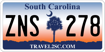 SC license plate ZNS278
