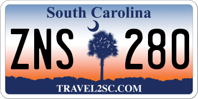 SC license plate ZNS280