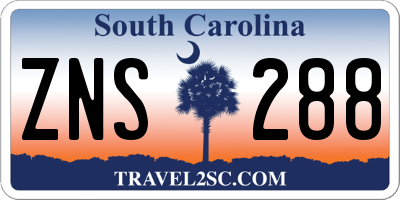 SC license plate ZNS288