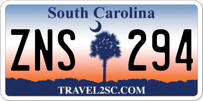 SC license plate ZNS294