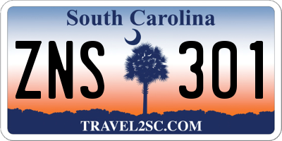 SC license plate ZNS301