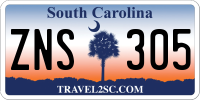 SC license plate ZNS305