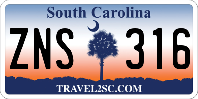 SC license plate ZNS316