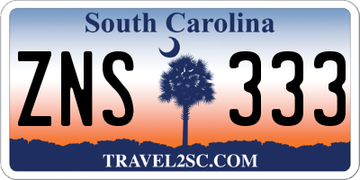 SC license plate ZNS333