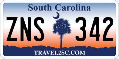 SC license plate ZNS342