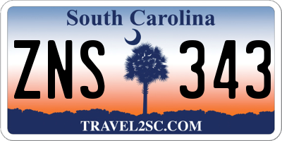 SC license plate ZNS343
