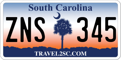 SC license plate ZNS345