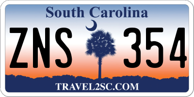 SC license plate ZNS354