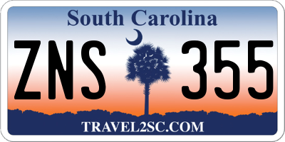 SC license plate ZNS355