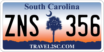 SC license plate ZNS356