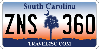SC license plate ZNS360