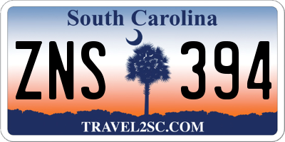 SC license plate ZNS394