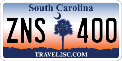 SC license plate ZNS400