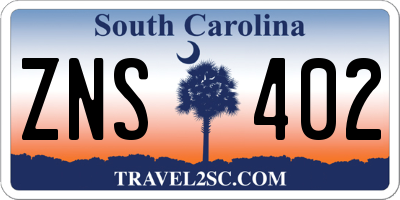 SC license plate ZNS402