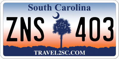 SC license plate ZNS403
