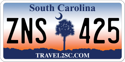 SC license plate ZNS425