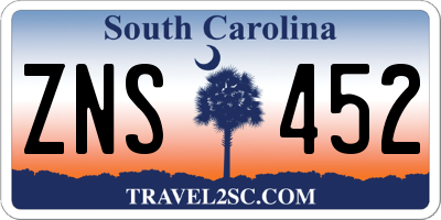SC license plate ZNS452