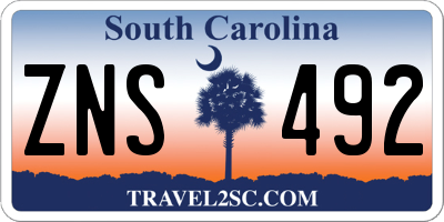 SC license plate ZNS492